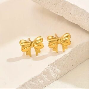 Stainless Steel Gold plated Bowknot Stud Earrings NWT